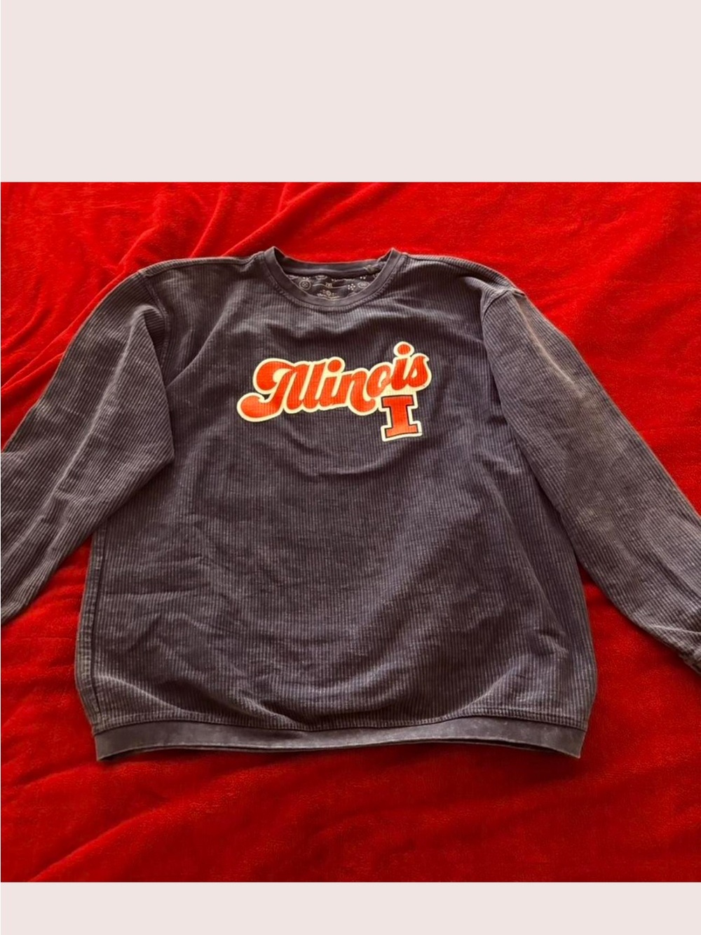Illinois Script Logo Sweatshirt - Navy with Orange